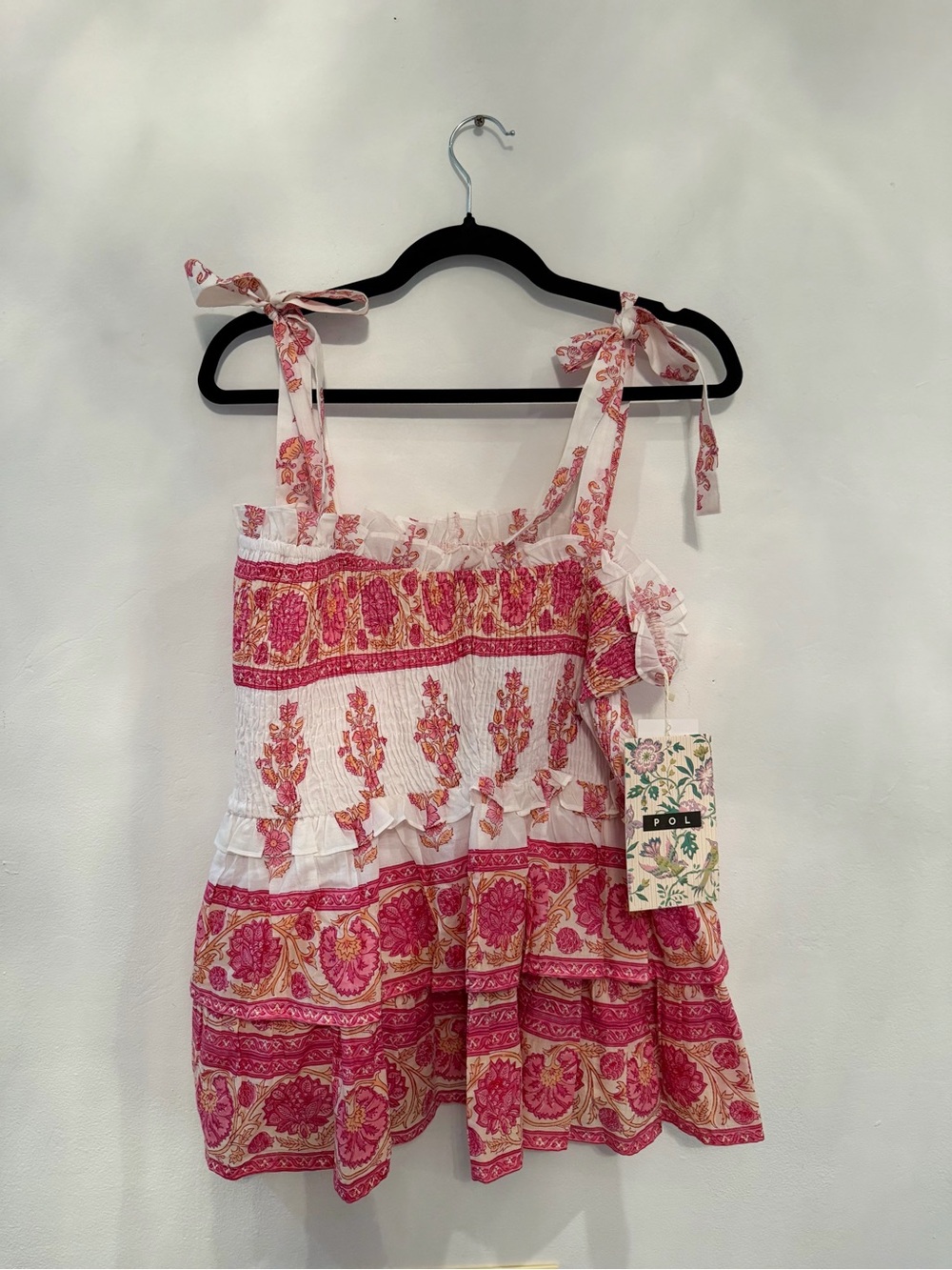 POL Smocked Floral Ruffle Top NWT - L